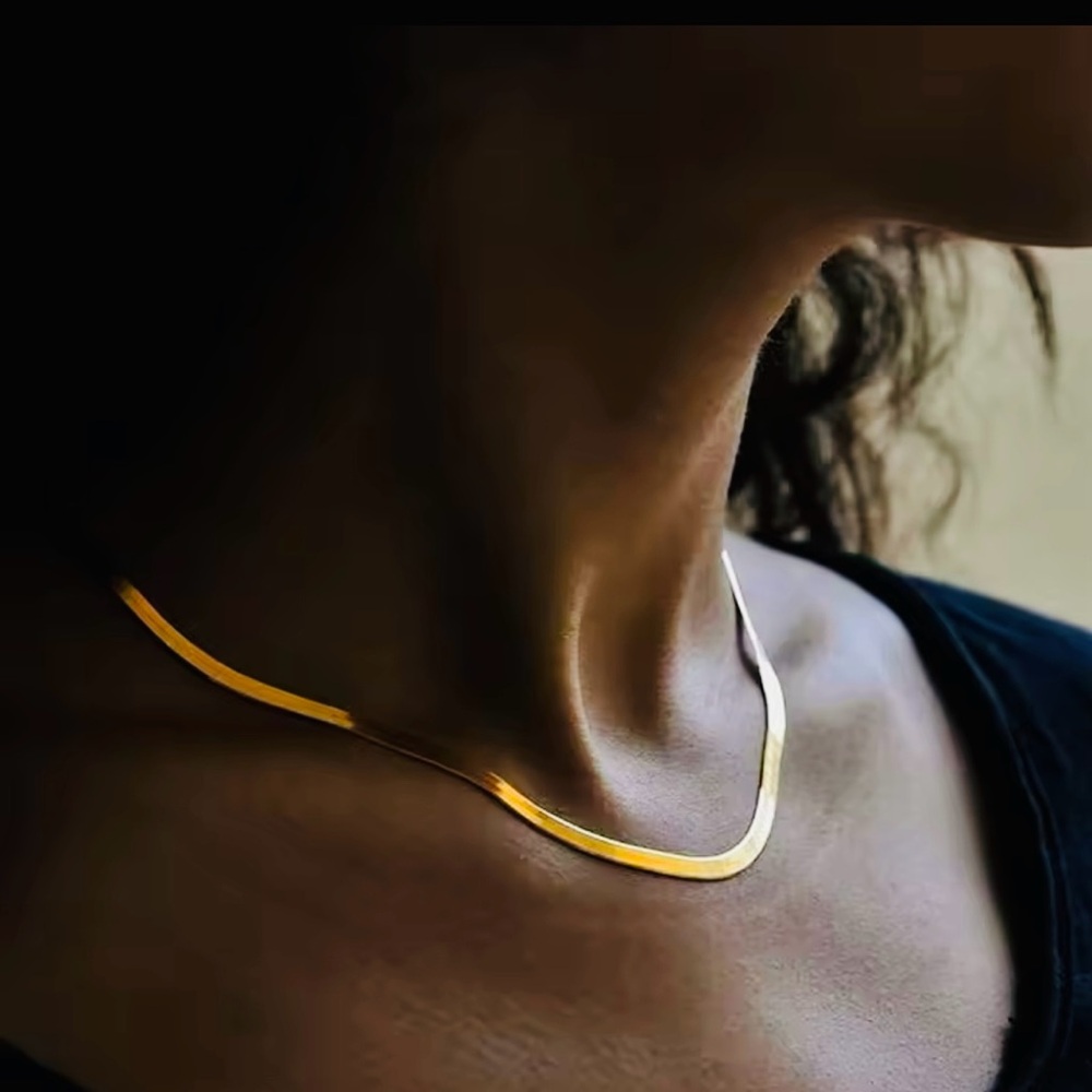 Gold Herringbone Necklace